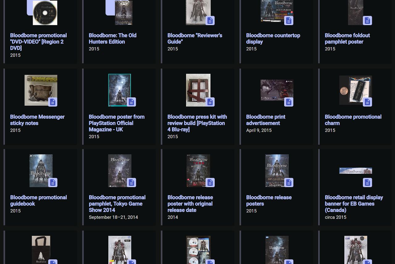 FromSoftware Bloodborne promotional material collection. Source: Digital Archive, Video Game History Foundation.