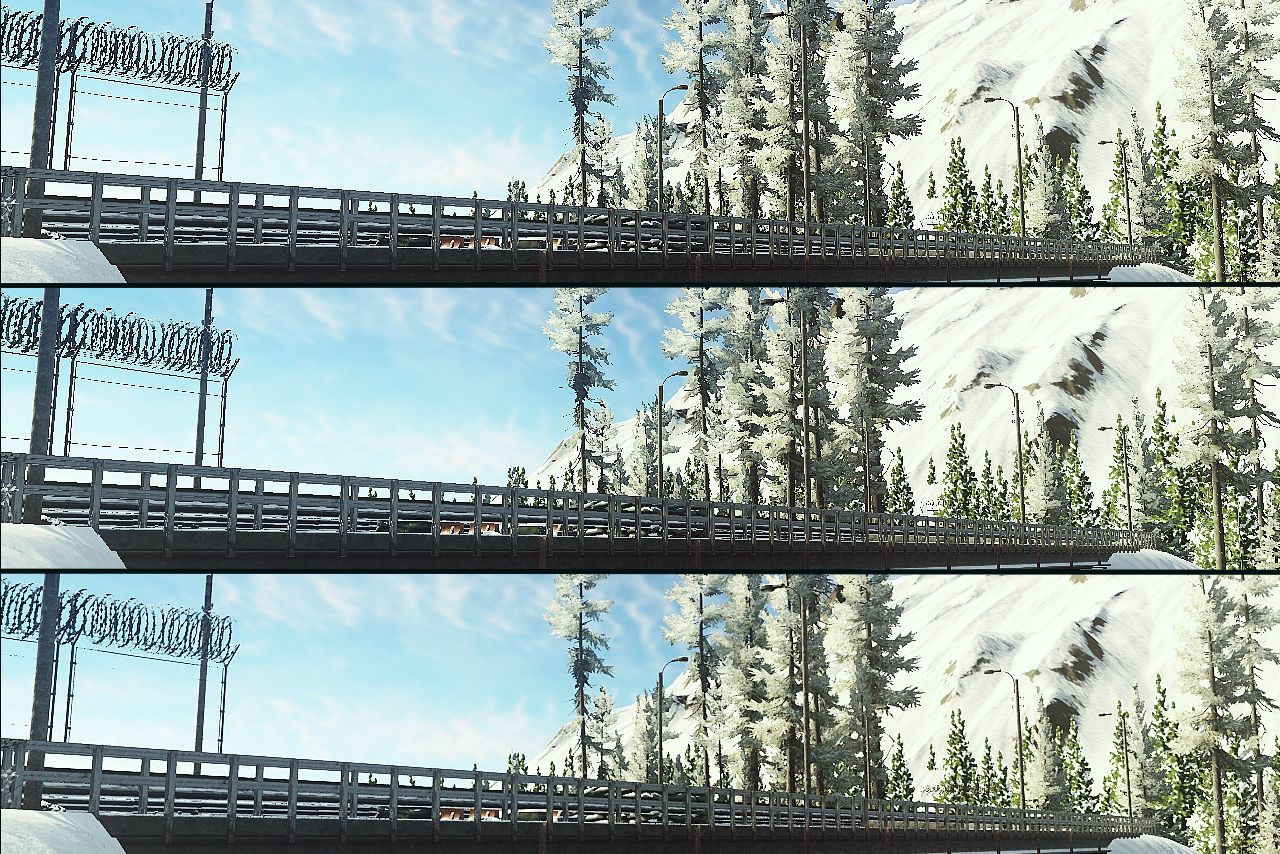 Difference between texture filtering methods in Escape from Tarkov.