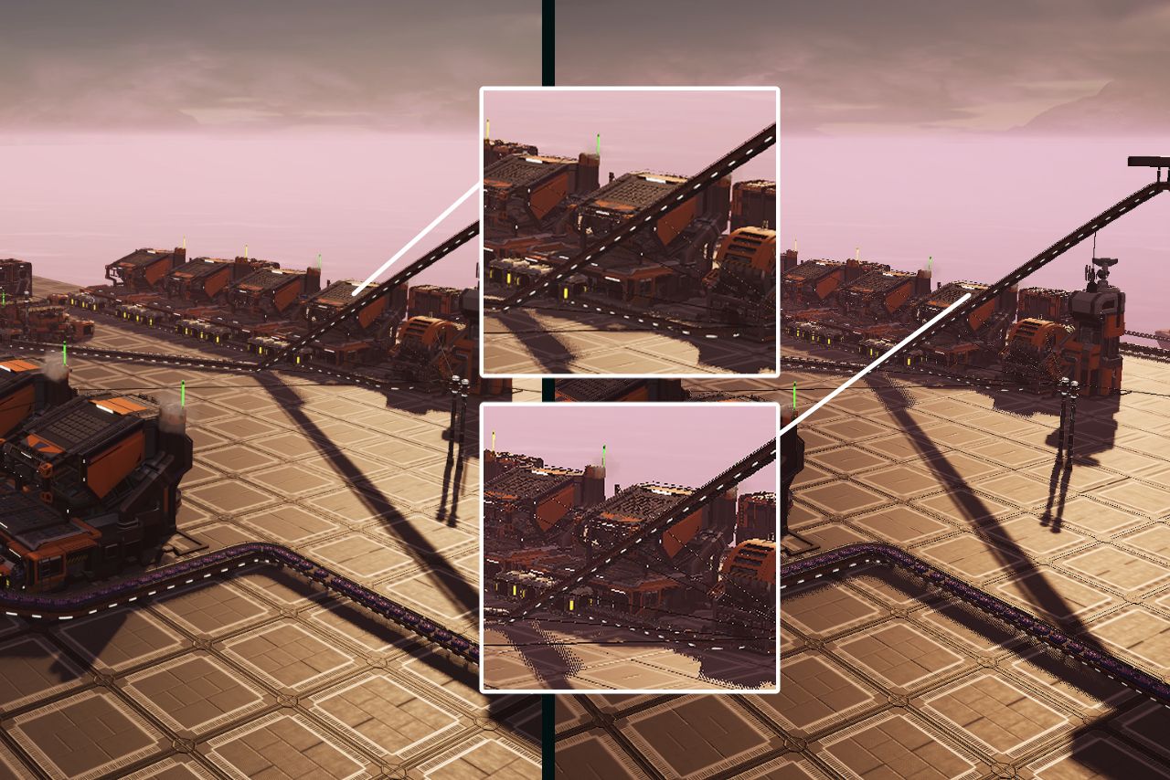 Difference between texture filtering methods in Satisfactory.