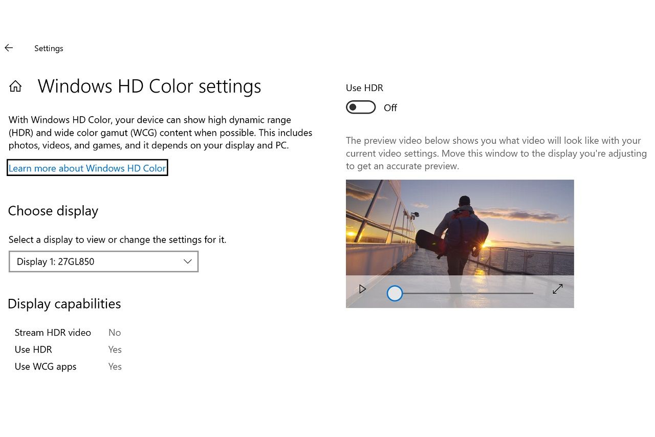 How to enable HDR mode in Windows 10.