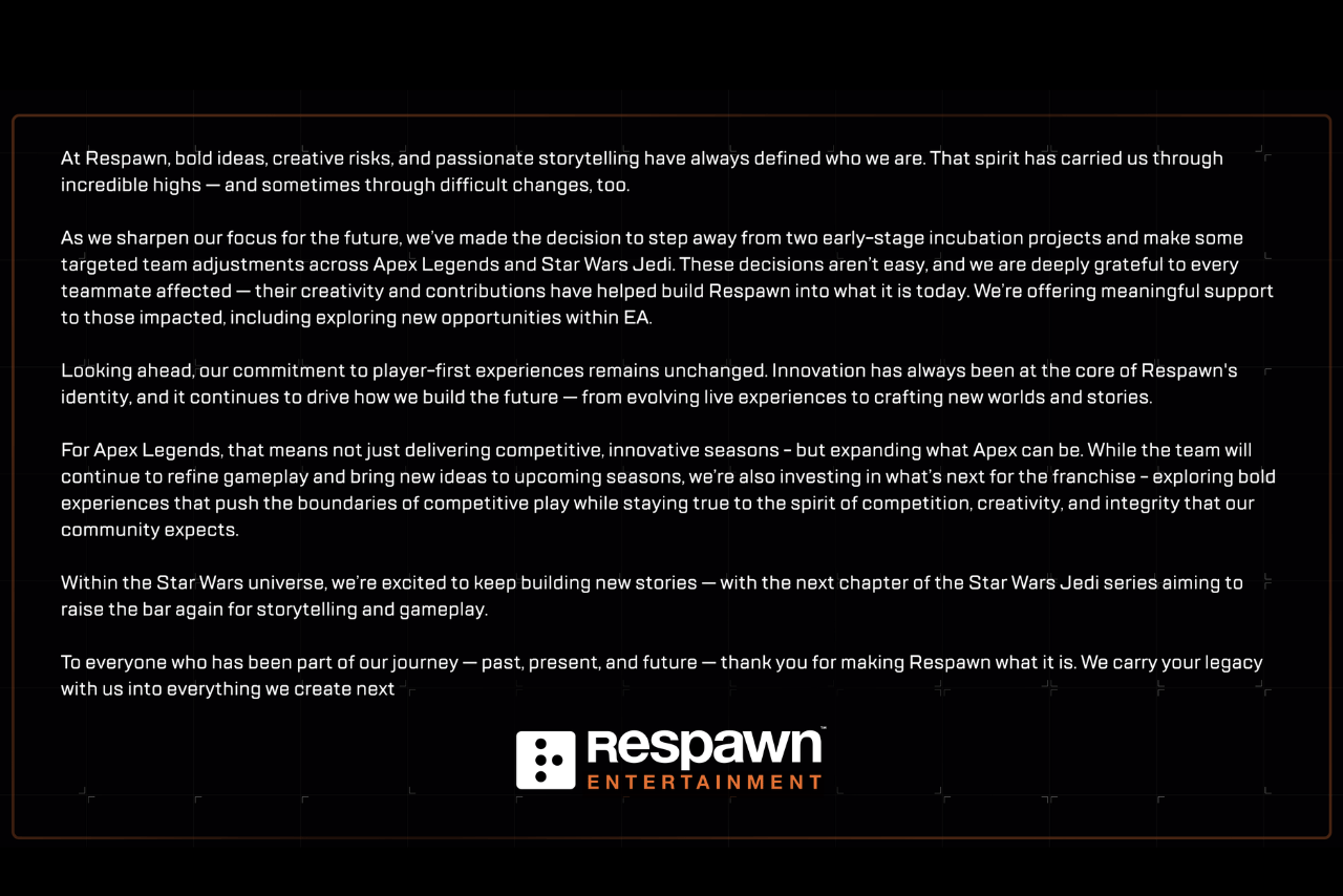 Respawn's Public StatementSource: EA