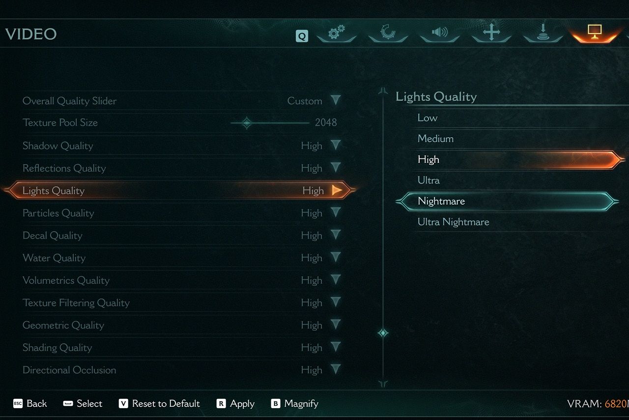 DOOM Dark Ages advanced settings