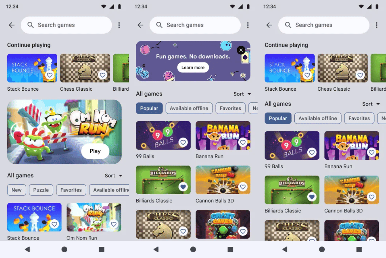 Instant Games AppSource: Google Play Store
