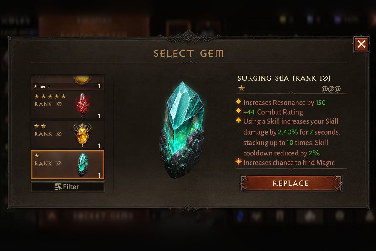 Surging Sea (One-Star Legendary Gem). Source: Blizzard
