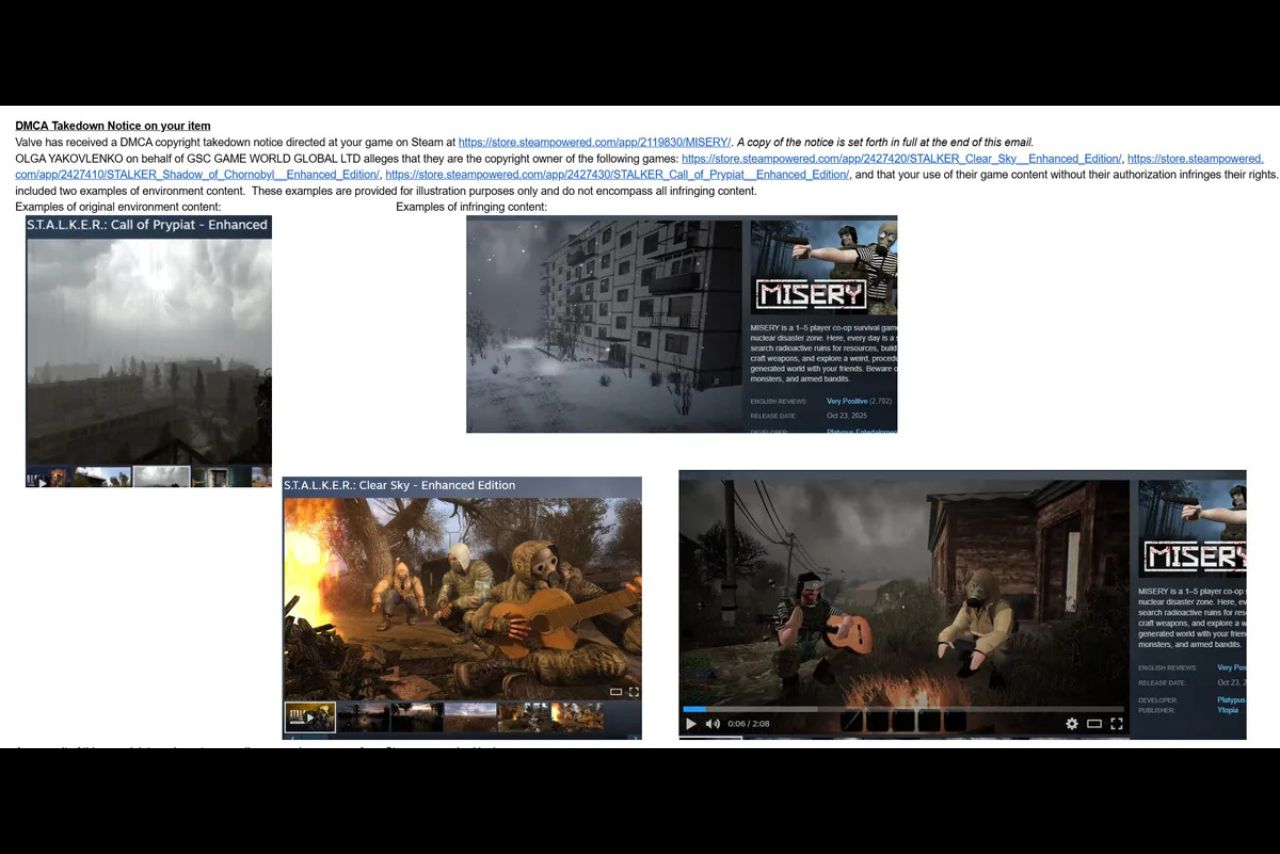 MISERY removed from Steam after GSC Game World issued alleged DMCA strike