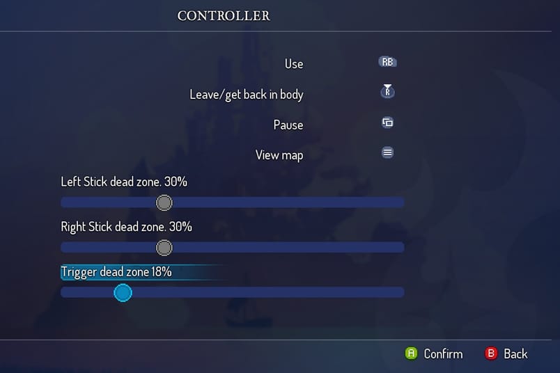 Gamepad settings, deadzone
