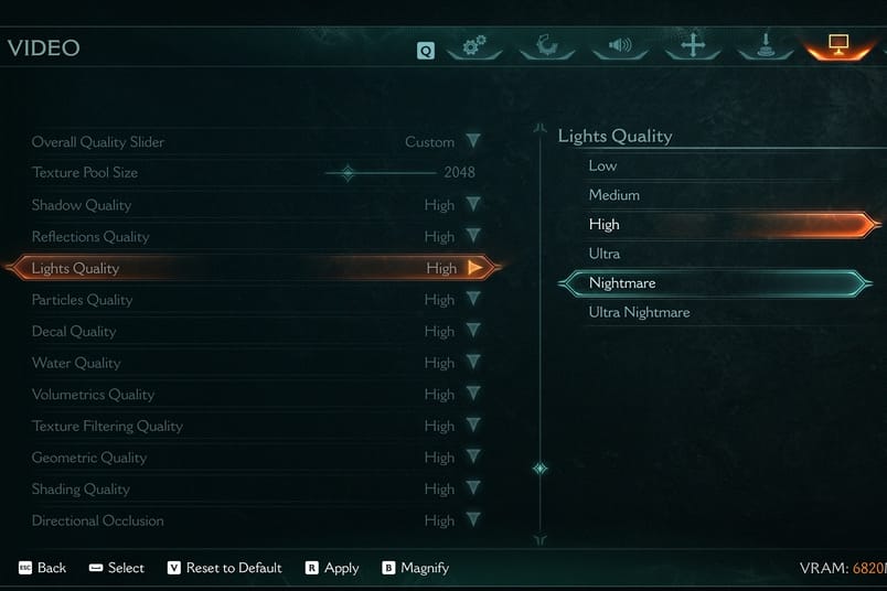 DOOM Dark Ages advanced settings