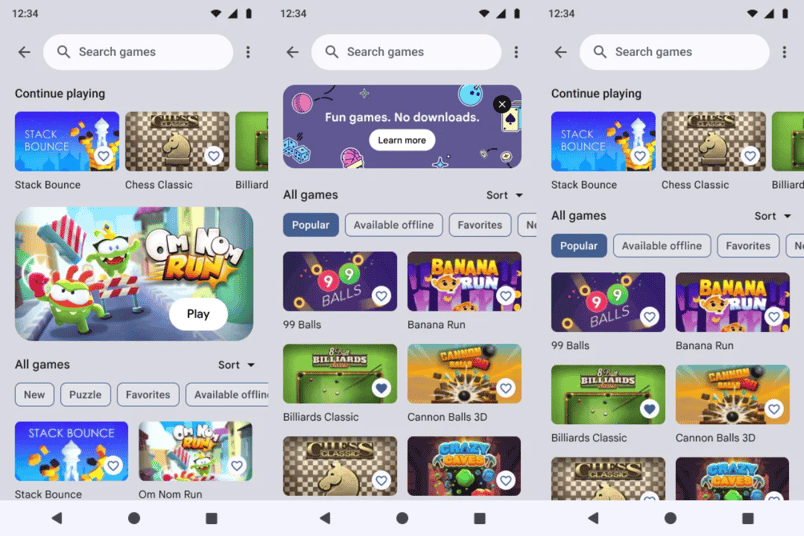Instant Games AppSource: Google Play Store