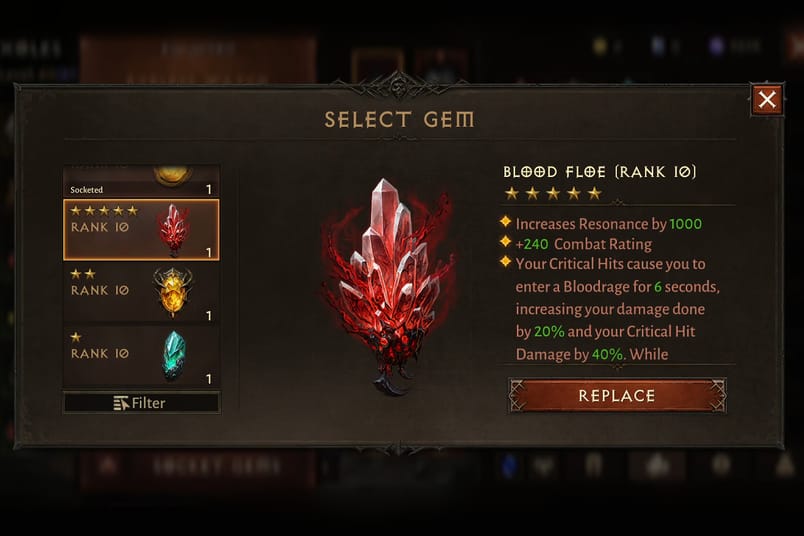 Blood Floe (Five-Star Legendary Gem). Source: Blizzard