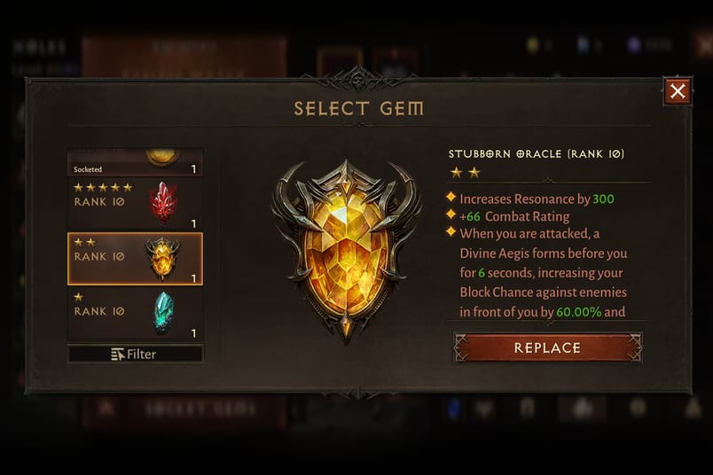 Stubborn Oracle (Two-Star Legendary Gem). Source: Blizzard